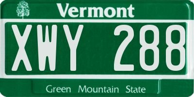 VT license plate XWY288
