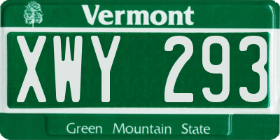 VT license plate XWY293