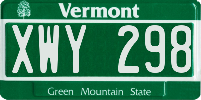 VT license plate XWY298
