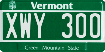 VT license plate XWY300
