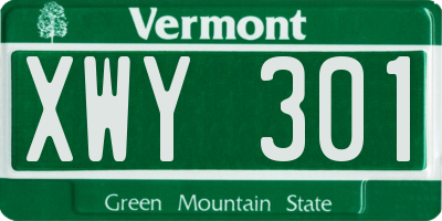 VT license plate XWY301