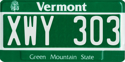 VT license plate XWY303