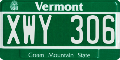 VT license plate XWY306