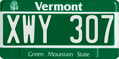 VT license plate XWY307