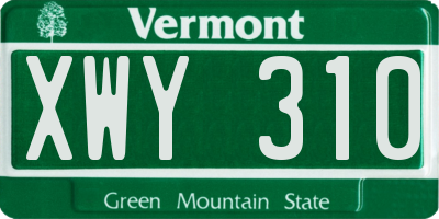VT license plate XWY310