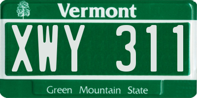 VT license plate XWY311