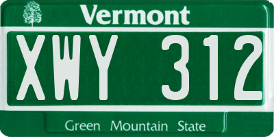 VT license plate XWY312