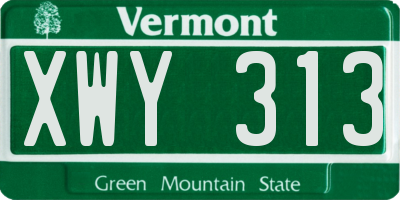 VT license plate XWY313