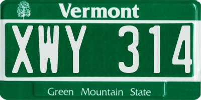 VT license plate XWY314