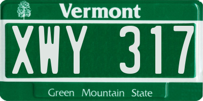 VT license plate XWY317