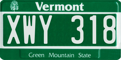 VT license plate XWY318