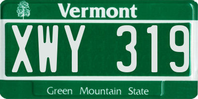 VT license plate XWY319