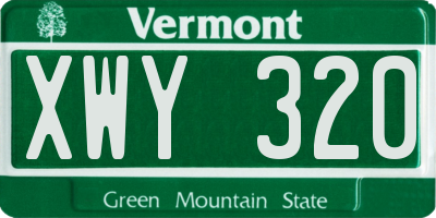 VT license plate XWY320