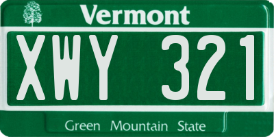 VT license plate XWY321