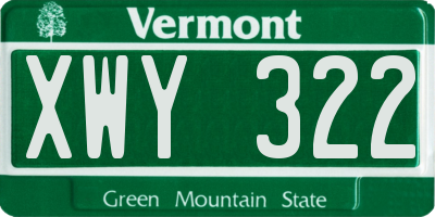 VT license plate XWY322