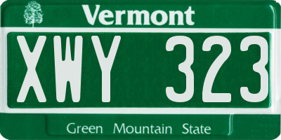 VT license plate XWY323