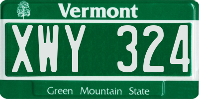 VT license plate XWY324