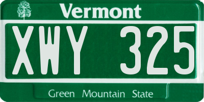 VT license plate XWY325
