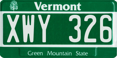 VT license plate XWY326