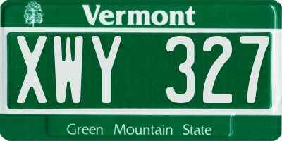 VT license plate XWY327