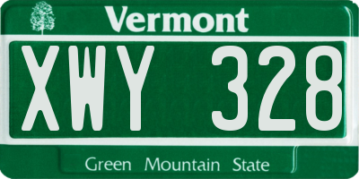 VT license plate XWY328
