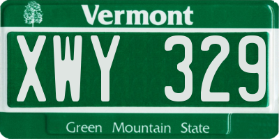 VT license plate XWY329