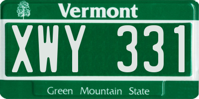 VT license plate XWY331
