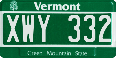VT license plate XWY332