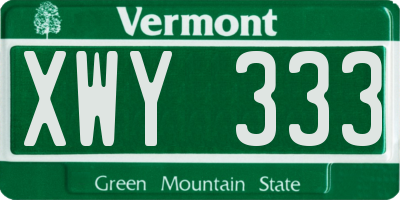 VT license plate XWY333
