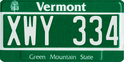 VT license plate XWY334