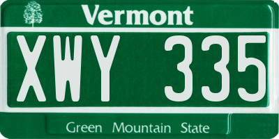 VT license plate XWY335