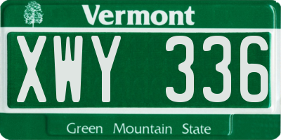 VT license plate XWY336