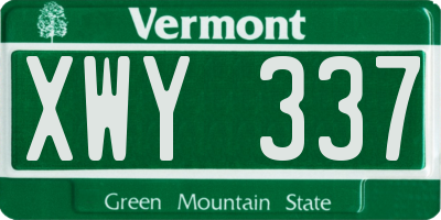 VT license plate XWY337