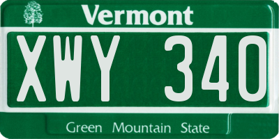 VT license plate XWY340