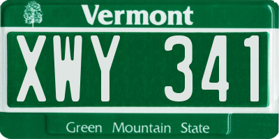 VT license plate XWY341