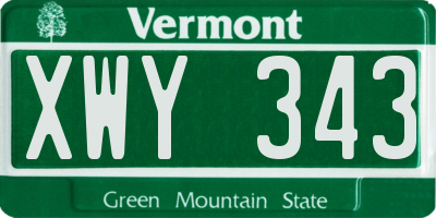 VT license plate XWY343