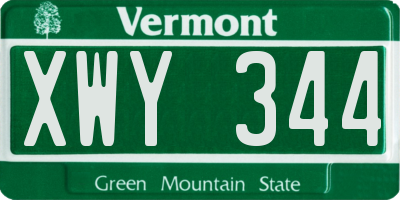 VT license plate XWY344