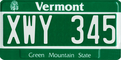 VT license plate XWY345