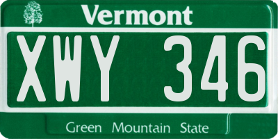 VT license plate XWY346