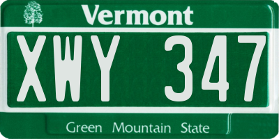 VT license plate XWY347