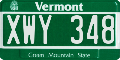 VT license plate XWY348