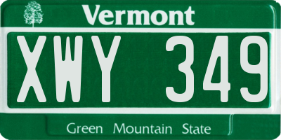 VT license plate XWY349