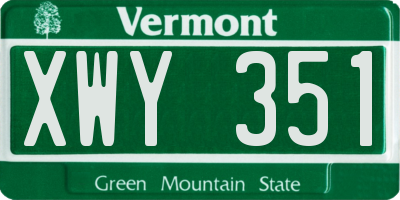 VT license plate XWY351