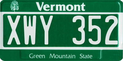 VT license plate XWY352