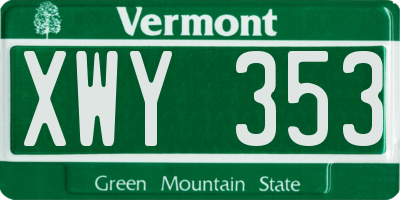 VT license plate XWY353