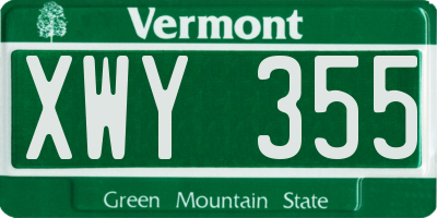 VT license plate XWY355