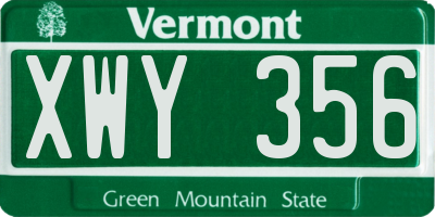 VT license plate XWY356