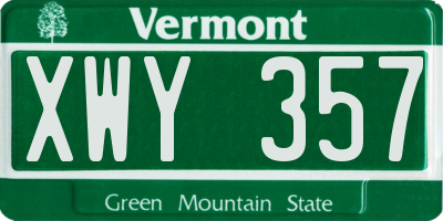 VT license plate XWY357