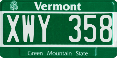 VT license plate XWY358