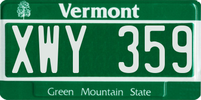 VT license plate XWY359